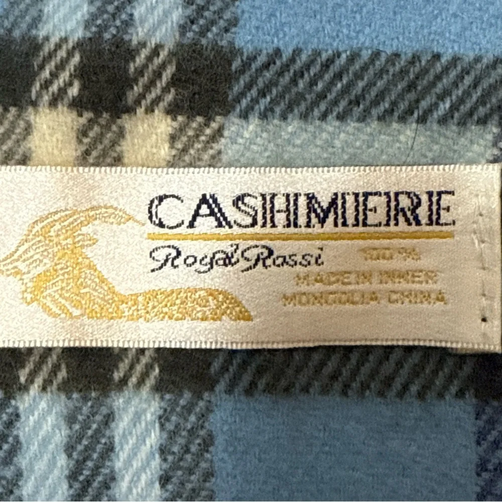 Cashmere Scarf By Royal Rossi 100%‎ Cashmere Plaid Mongolia 62”x 12” Preppy